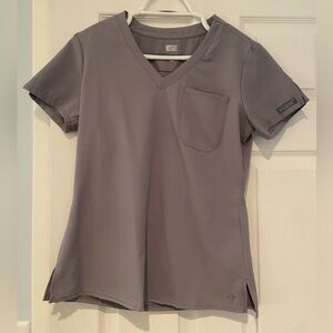 Med Couture light gray scrub top. XS